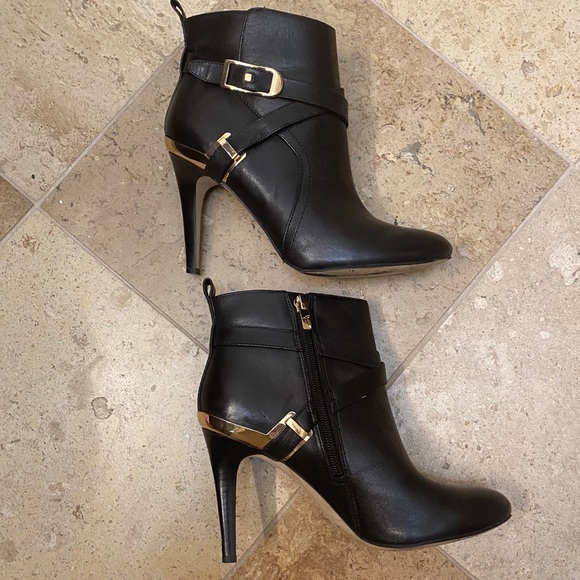 Marc Fisher Leather Booties- Gold Detail & Buckles - Picture 3 of 16